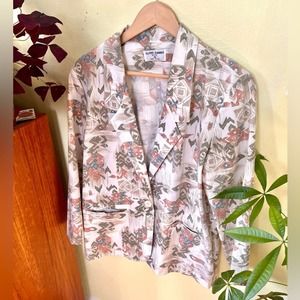 Alfred Dunner Women’s Single Button Blazer SouthWestern Aztec, Size 14 Petite